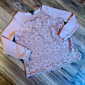 Adrianna Papell GORGEOUS Lace Overlay Style Pale Pink Top / Sweater - Small